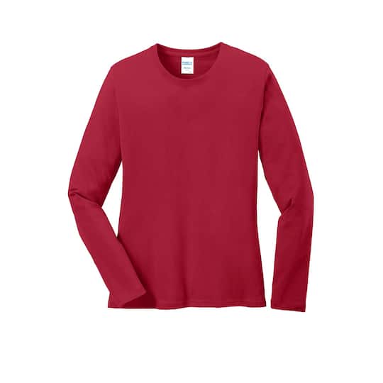Port & Company® Core Cotton Colors Long Sleeve Ladies T-Shirt in Red | Medium | Michaels®